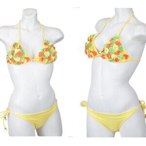 NEW Swimbay Rosette 2pc String Bikini Swimsuit Swimwear (Medium, Yellow)